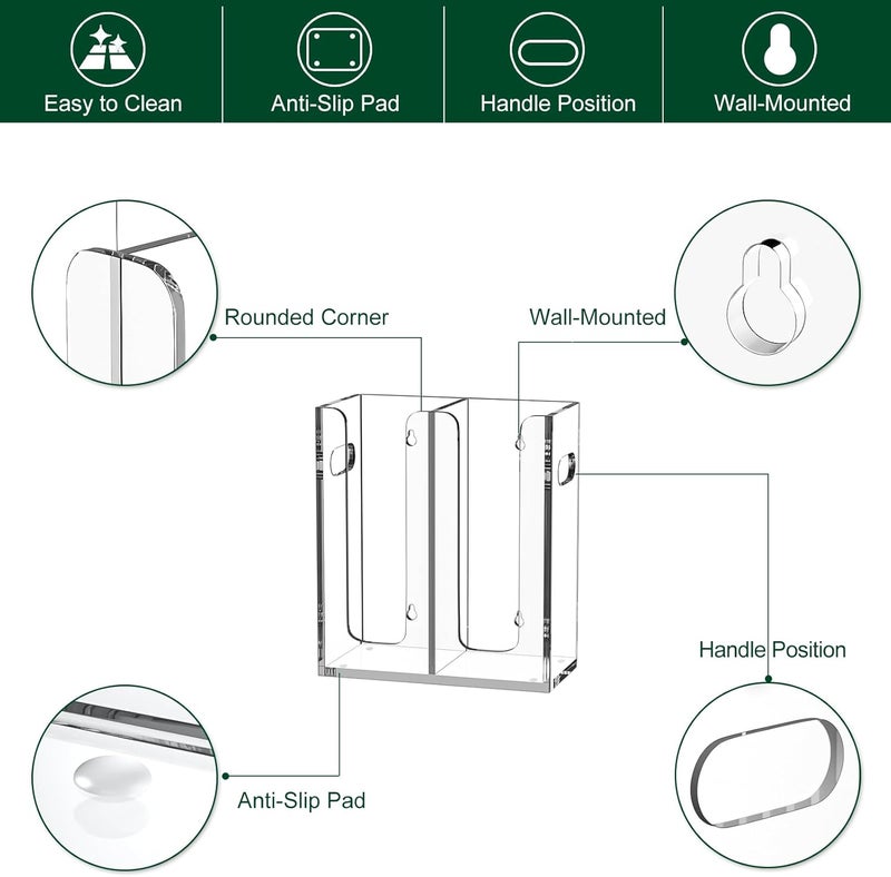 BOSSCASA Disposable Coffee Cup Dispenser with Handles, Countertop or Wall Mount Hot/Cold Drink Cup and Lid Holder - Bathroom/Kitchen/Office Acrylic Cup Lid Storage Organizer (2 Compartments, Clear) - Image 3
